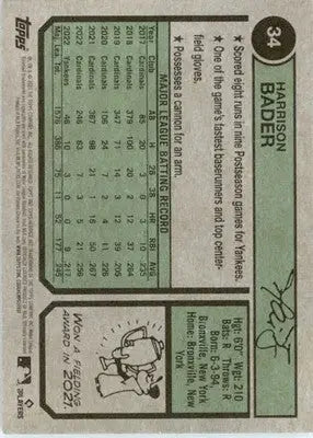 Harrison Bader - 2023 Topps Heritage - #34 - Baseball - Baseball Card Single