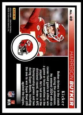 Harrison Butker 2024 Panini Zenith Retail #49 Kansas City Chiefs - Football Card Single