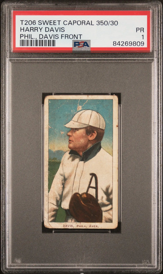 Harry Davis 1909-11 T206 Sweet Caporal 350/30 Phil. Davis Front PSA 1 Poor - Baseball Card Single