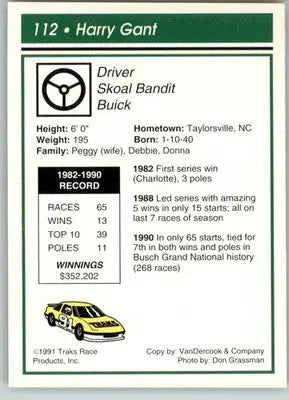 Harry Gant - 1991 Traks - #112 - Racing - Racing Card Single