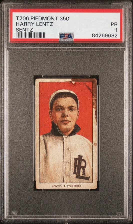 Harry Lentz Sentz 1909-11 T206 Piedmont 350 PSA 1 Poor - Baseball Card Single