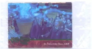 Holographic trading card of people in formal attire from Harry Potter promo pack