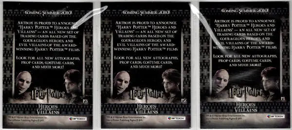 Harry Potter Heroes And Villains Three Card Promo Set P1-P3 - Entertainment Card Single