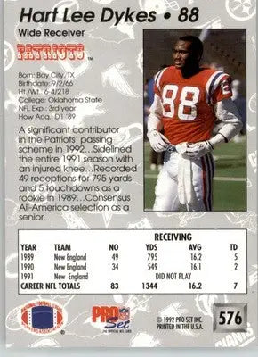 Hart Lee Dykes - 1992 Pro Set - #576 - Football - Football Card Single