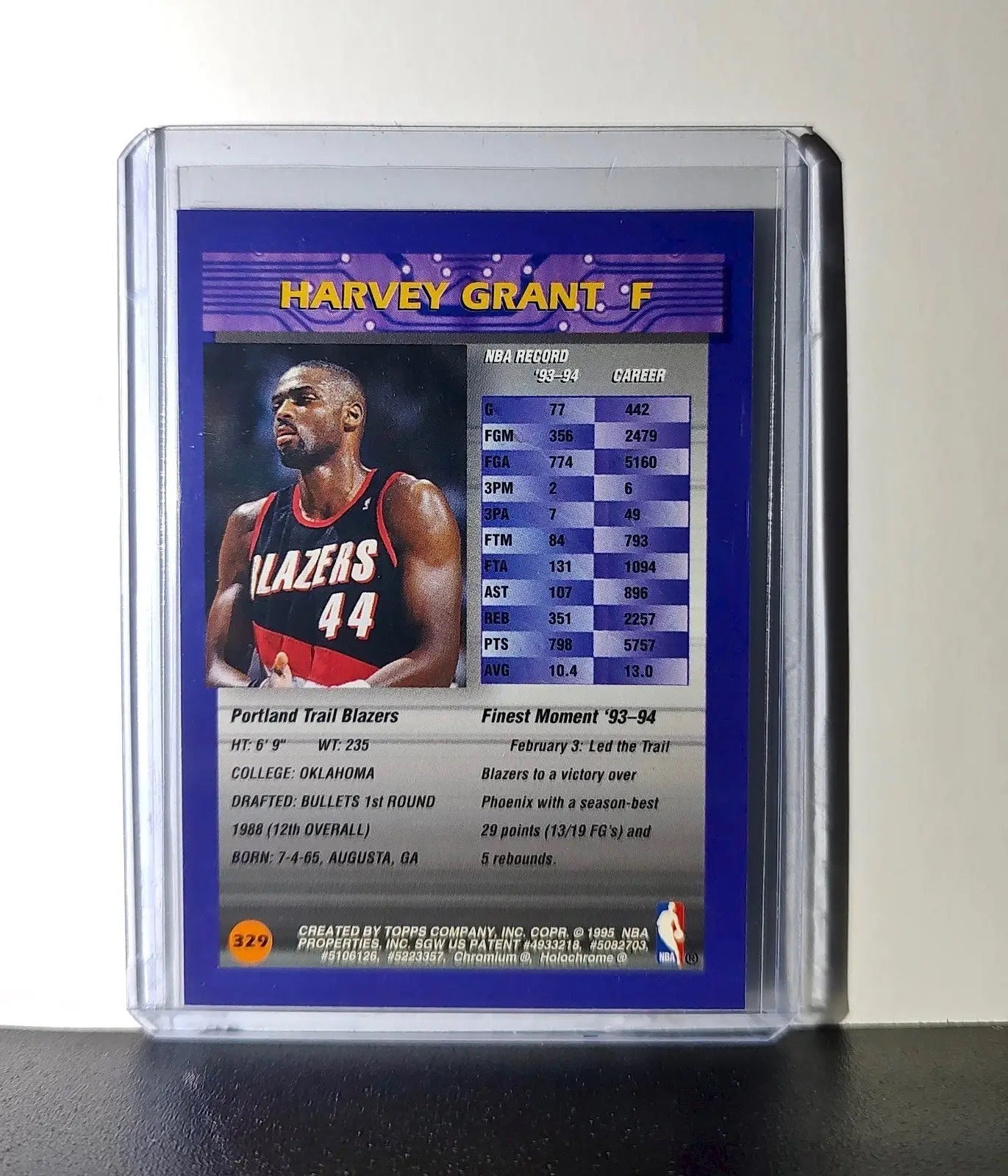 Harvey Grant 1994-95 Topps Finest #329 Basketball Card - Basketball Card Single