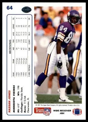 Hassan Jones 1991 Upper Deck #64 Minnesota Vikings - Football Card Single