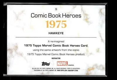 🌟 Hawkeye, 2025 Topps Marvel 1975 Golden Anniversary Refractor #9 🌟