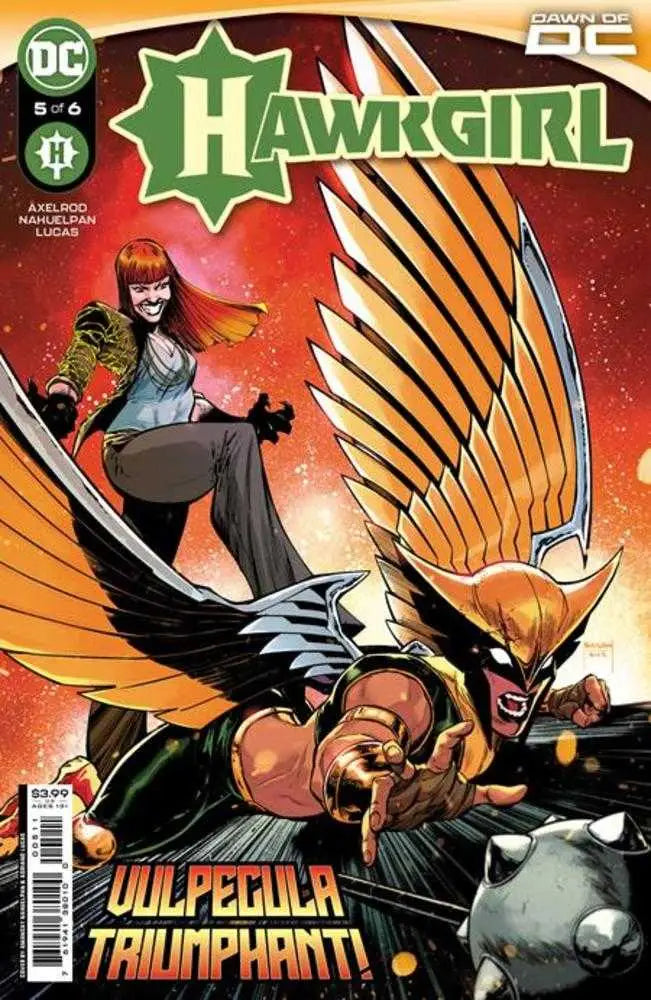 Hawkgirl #5 comic book cover showcases a winged warrior in epic aerial combat
