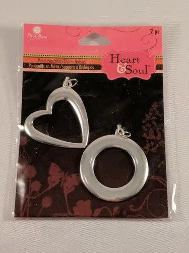 Heart and Circle Metal Blue Moon Necklace Pendants - General Merchandise