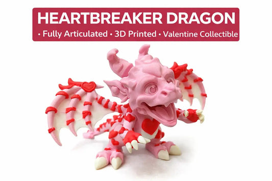 Heartbreaker Dragon – Fully Articulated 3D Printed Valentine Dragon - Collectibles