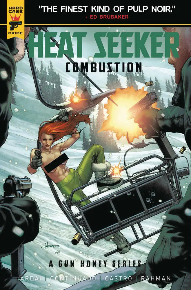 Comic book cover for Heat Seeker featuring car chase and explosion in Gun Honey series