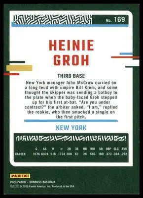Heinie Groh 2023 Donruss #169 New York Giants - Football Card Single