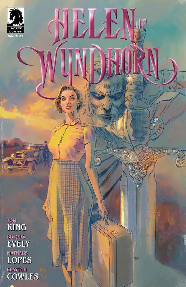 Comic book cover of Helen Of Wyndhorn #1 featuring a woman in yellow dress and fantasy elements