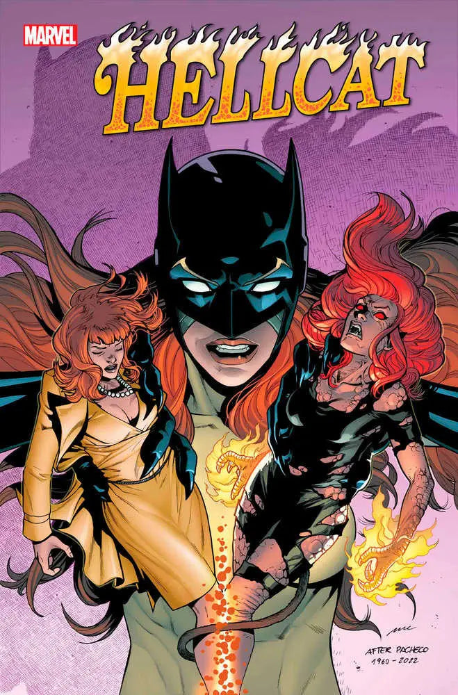 Comic book cover for Hellcat 5 featuring a superhero with glowing eyes and red hair
