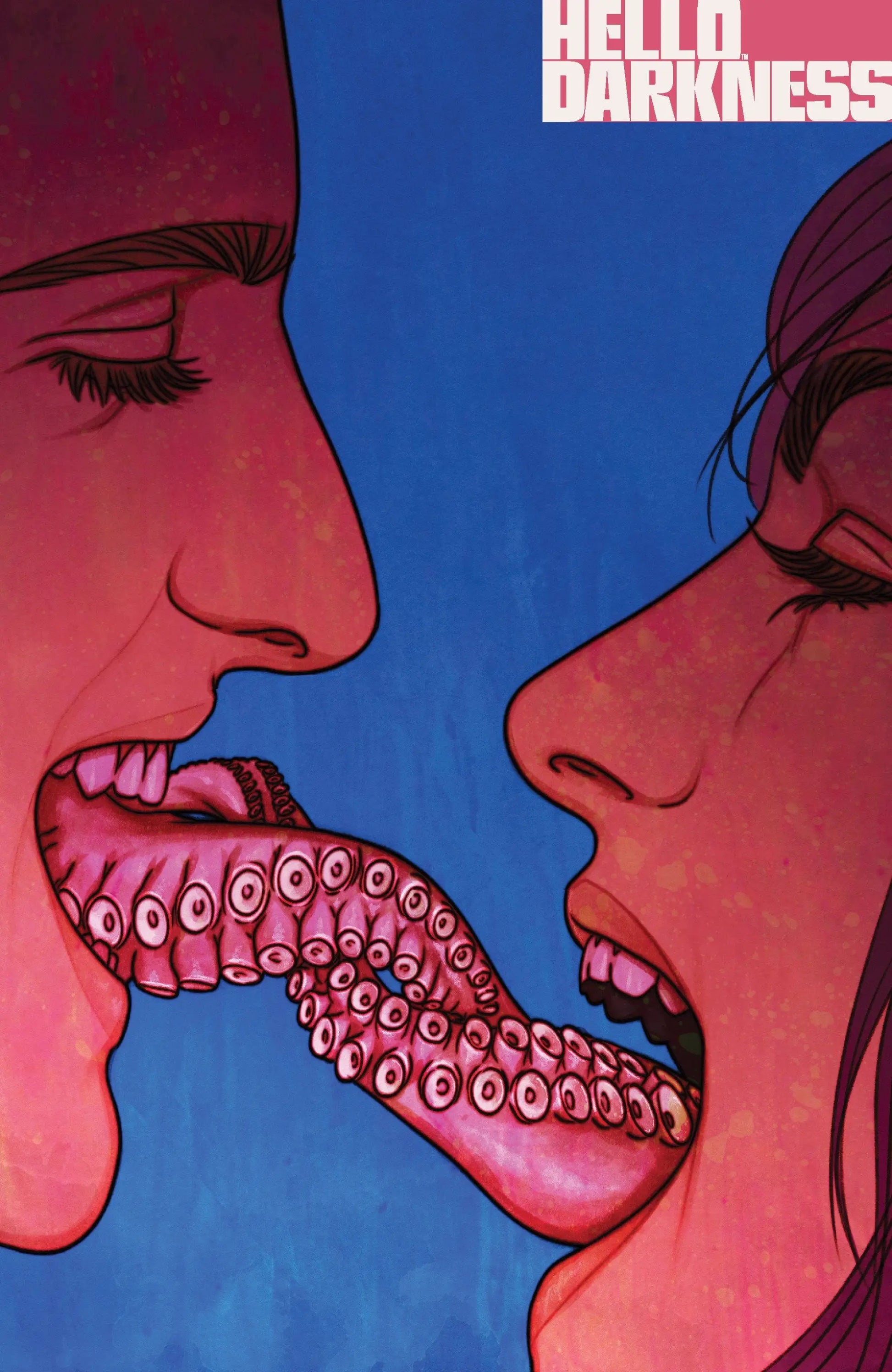 Surreal tentacled tongue exchange artwork from Hello Darkness #11 B Variant Dressed Frison