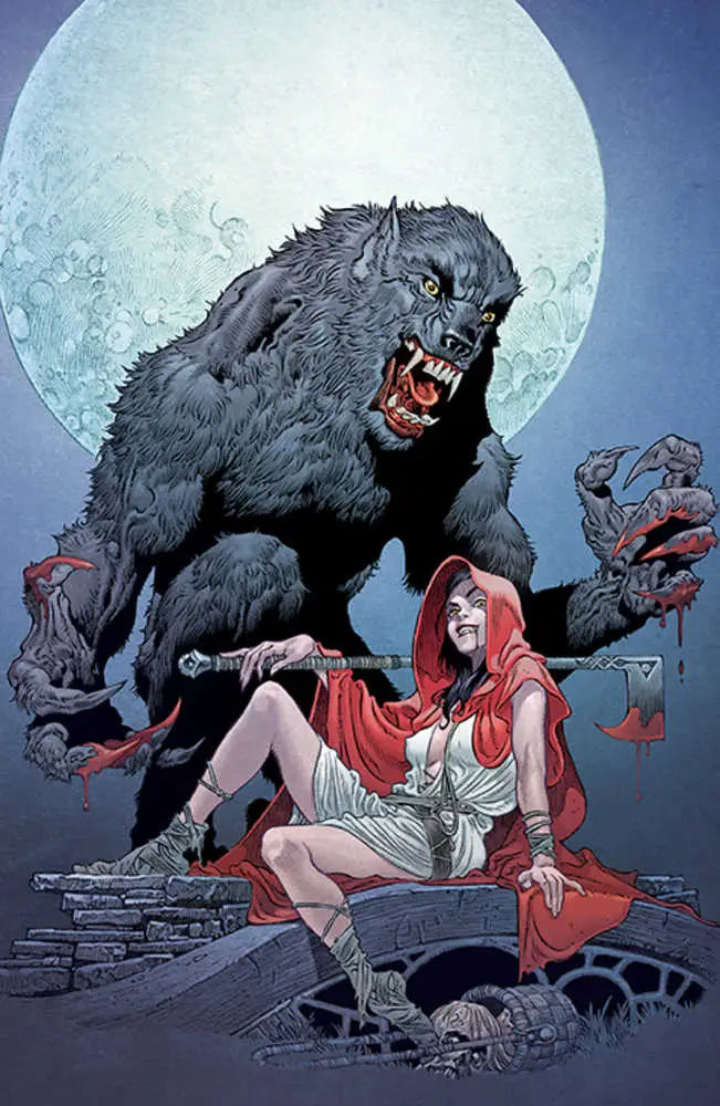 Comic book cover featuring Little Red Riding Hood and a werewolf from Hello Darkness #7 Cover C Rodriguez
