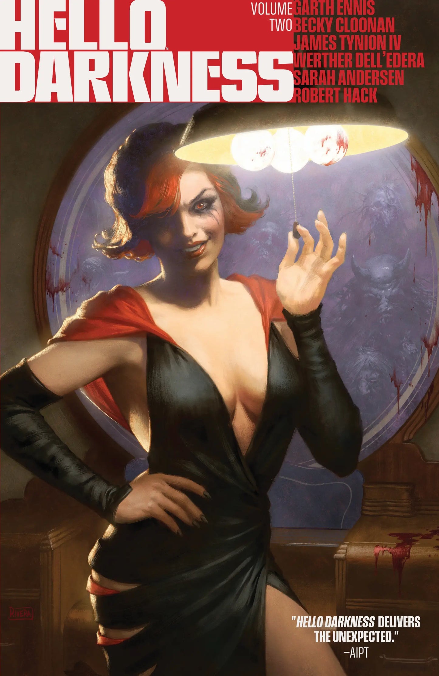 Comic book cover featuring a woman in a black dress from Hello Darkness Volume 2