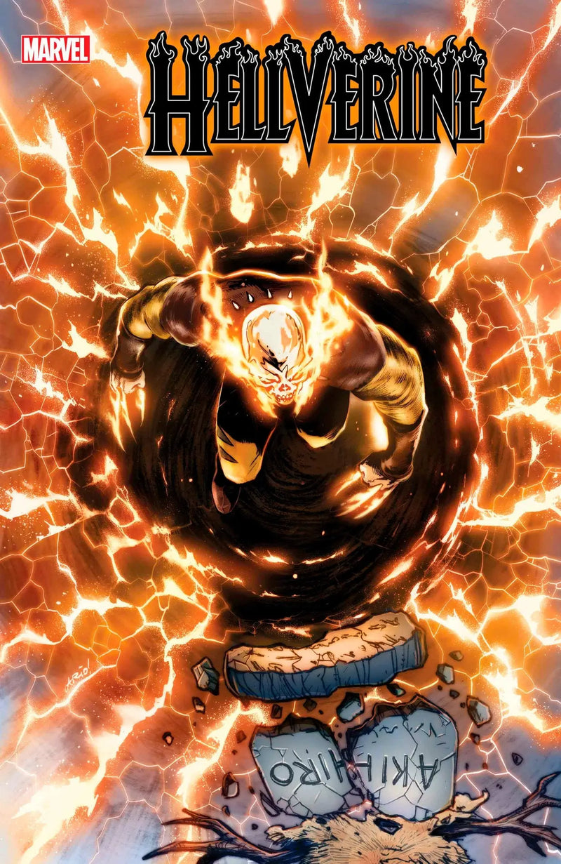 Glowing orange-and-black skull with energy effects in Hellverine #2 Ario Anindito Variant trading cards