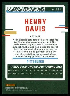 Henry Davis 2023 Donruss #112 Pittsburgh Pirates - Baseball Card Single