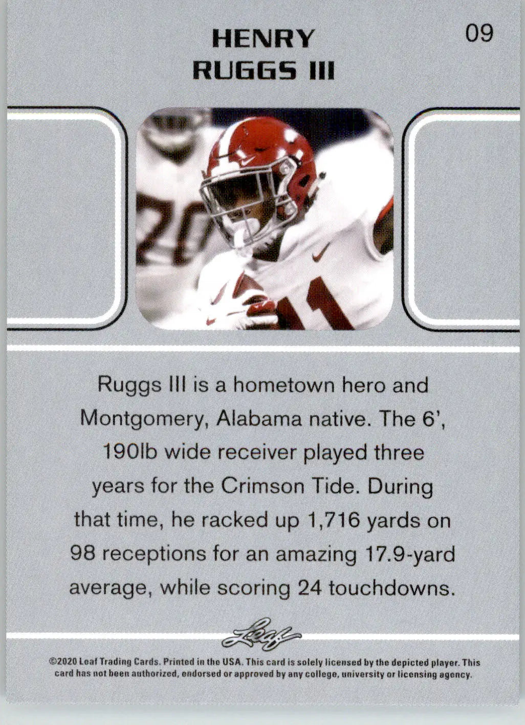 Henry Ruggs III - 2020 Leaf - #09 - Football - Football Card Single