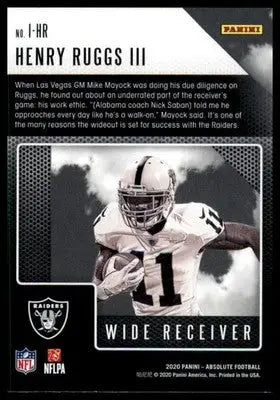 Henry Ruggs III 2020 Panini Absolute Introductions #I-HR Las Vegas Raiders