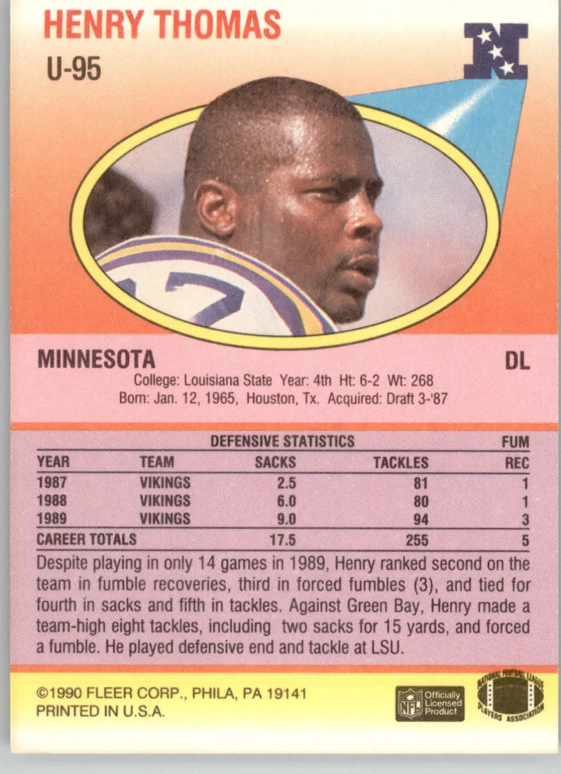 Henry Thomas - 1990 Fleer Update - #U-95 - Football