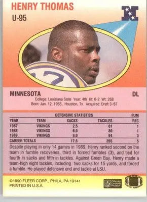 Henry Thomas - 1990 Fleer Update - #U-95 - Football - Football Card Single
