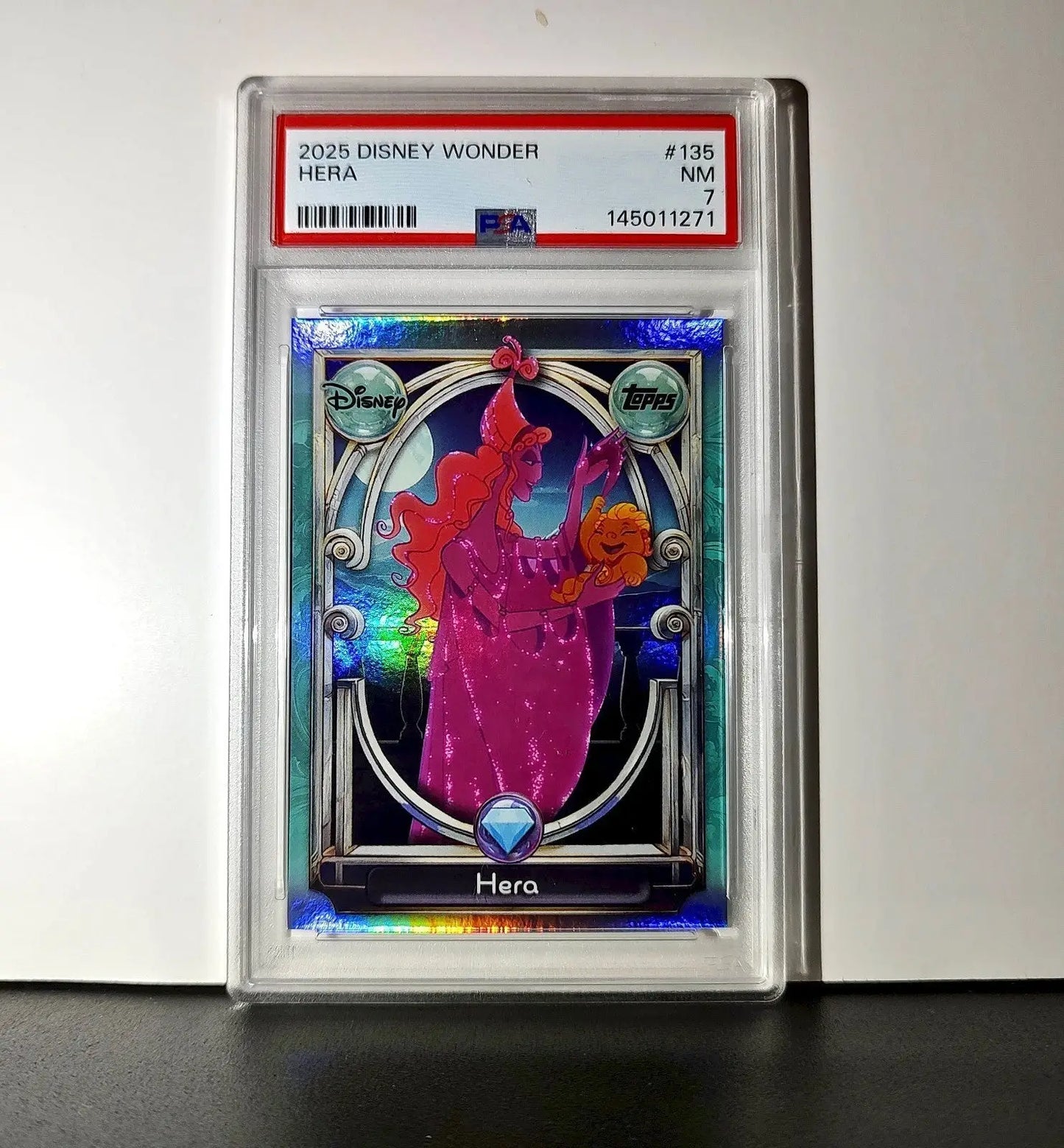 Hera 2025 Topps Disney Wonder #135 Diamond Card Hercules PSA 7 - Non-Sports Card Single