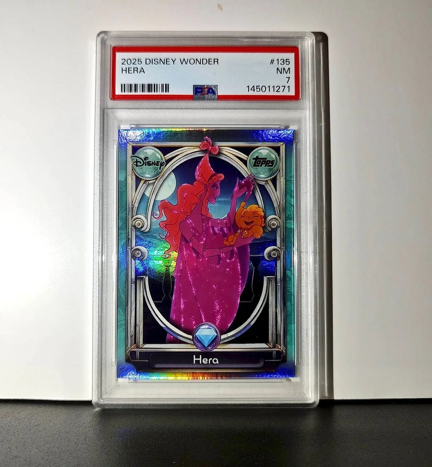 Hera 2025 Topps Disney Wonder #135 Diamond Card Hercules PSA 7 - Non-Sports Card Single