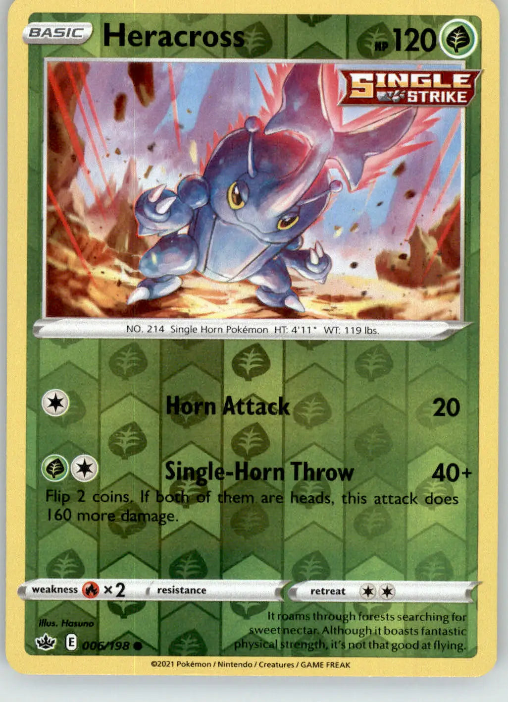 Heracross - Chilling Reign - 006/198 - Reverse Holo LP Pokemon - Pokémon Card Single