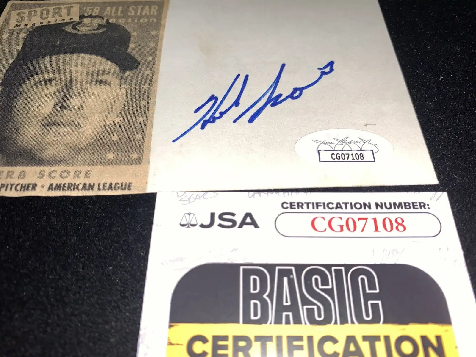 Herb Score Signed Cut Index Card JSA COA Indians Baseball Autograph 1955 ROY - Sports Memorabilia