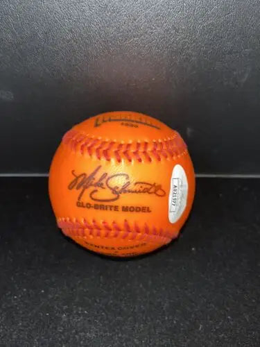 Orange baseball with signatures, Herb Washington Autographed Baseball for collectible baseball cards