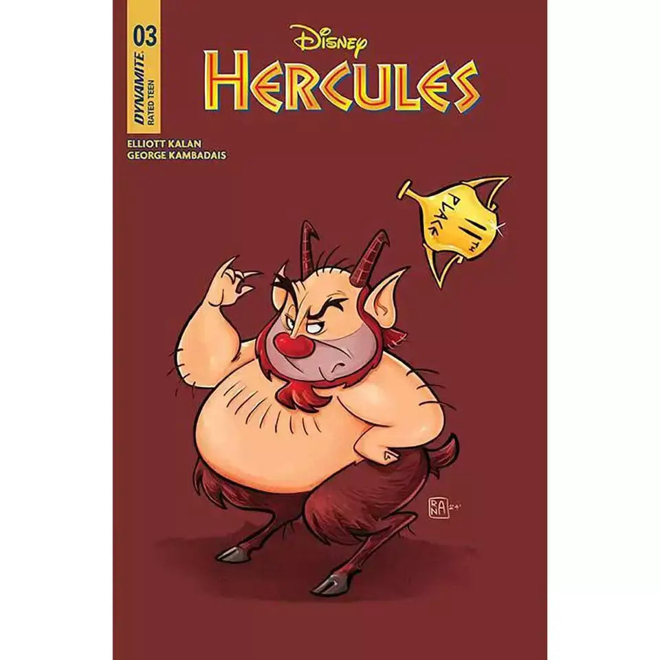 Cartoon satyr character with muscular arms featured on Hercules #3 trading card