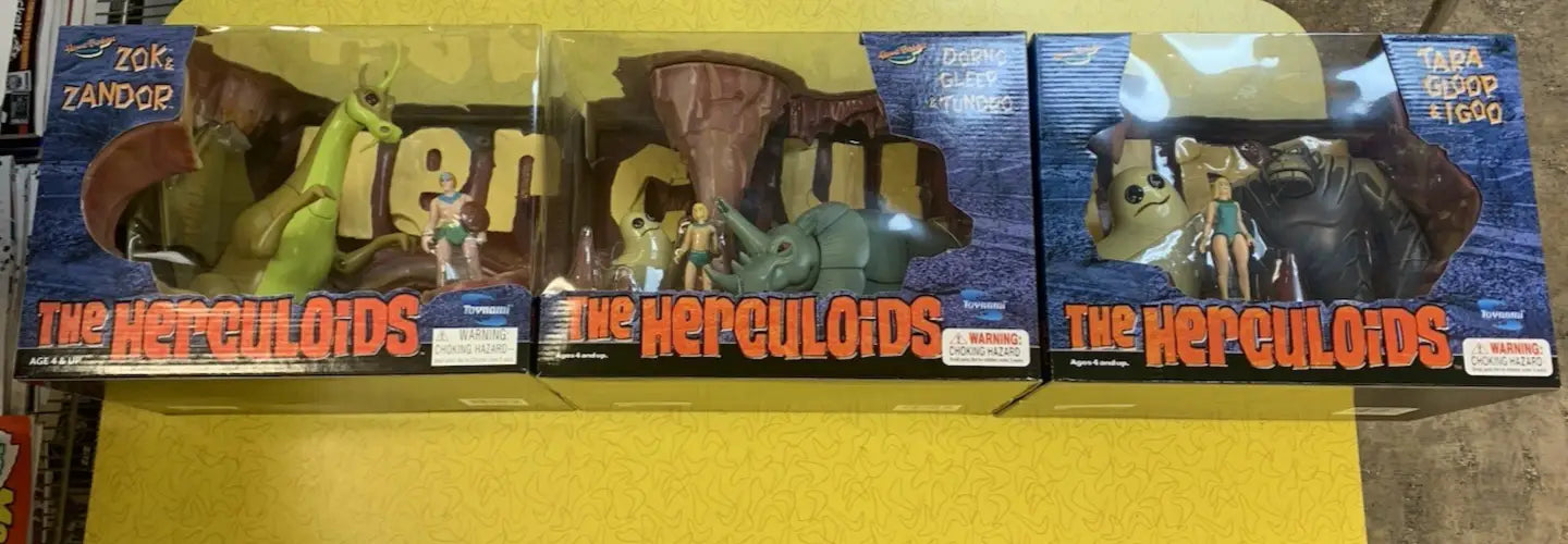 Herculoids Action Figures box set featuring Three Hercuroids deluxe figures sealed in a 2003 full box