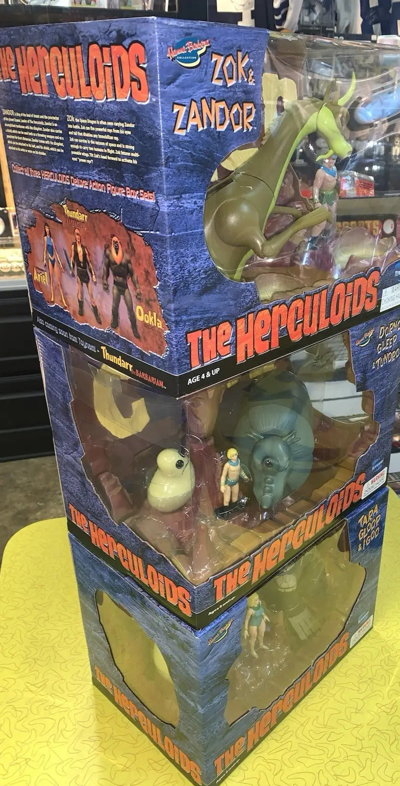 Three-tiered Herculoids action figures box set from the 2003 deluxe boxed toy collection