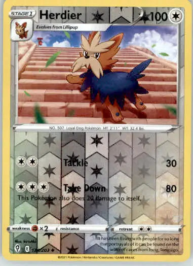 Herdier - SWSH07: Evolving Skies - 134/203 - Reverse Holo LP - Pokémon Card Single