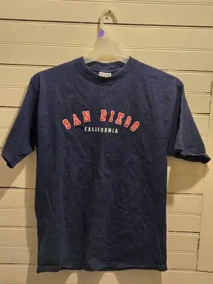 Heritage T-Shirt Mens L San Diego California Graphic Short Sleeve Crewneck Navy - Apparel