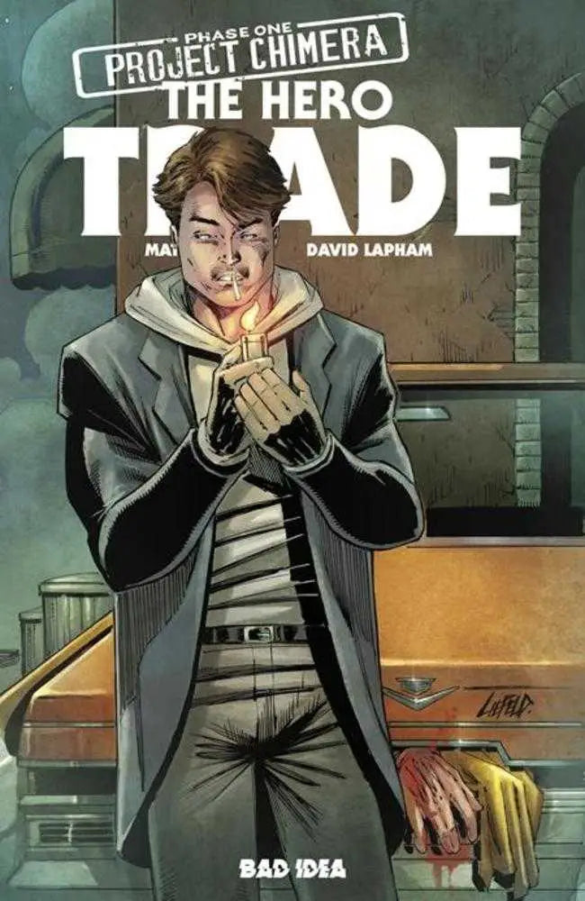 Hero Trade Project Chimera comic cover featuring a man lighting a cigarette by Rob Liefeld