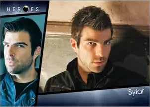 Promo card featuring headshots of Sylar from the TV show Heroes for trading cards