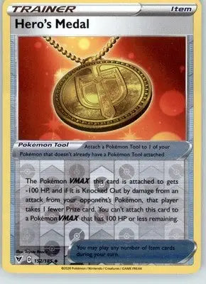 Hero’s Medal - SWSH04: Vivid Voltage - 152/185 - Reverse Holo LP - Pokémon Card Single