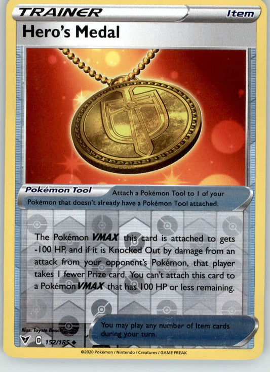 Hero’s Medal - Vivid Voltage - 152/185 - Reverse Holo LP Pokemon - Pokémon Card Single