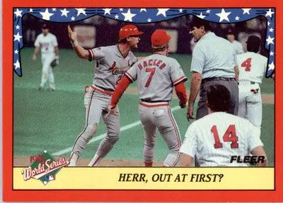 Herr Out at First? - 1988 Fleer - #10 - World Series Baseball - Baseball Card Single