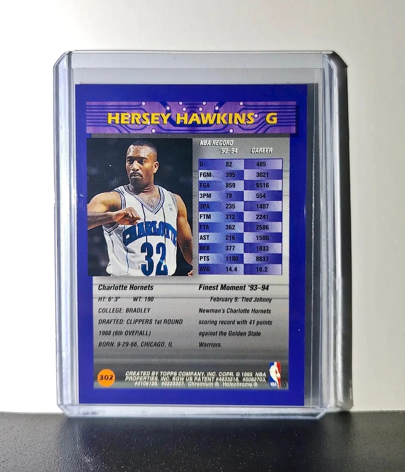 Hersey Hawkins 1994-95 Topps Finest #302 Basketball Card - Basketball Card Single
