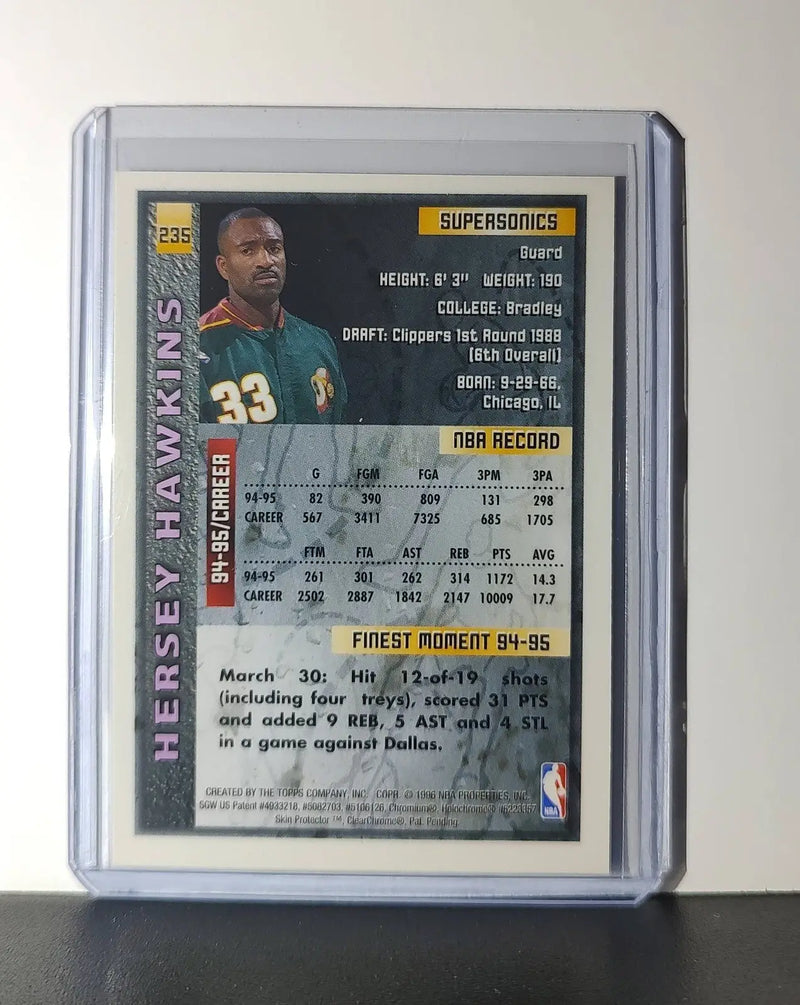 Hersey Hawkins 1995-96 Topps Finest NBA #235 Card SuperSonics