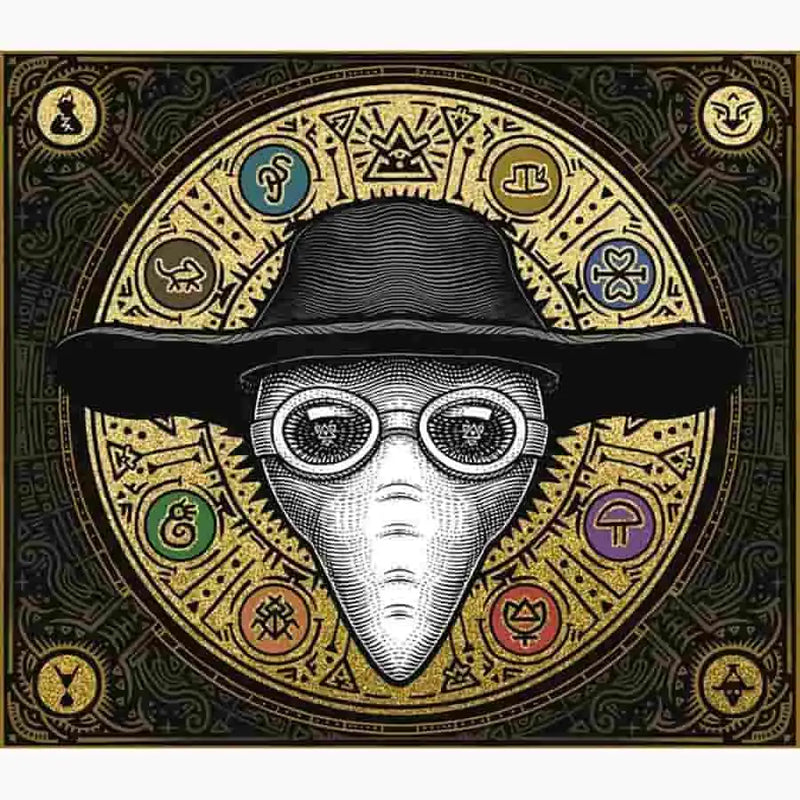 Hex Effects Plague Doctor Mask with Hat and Goggles for Card Game Medieval Alchemist