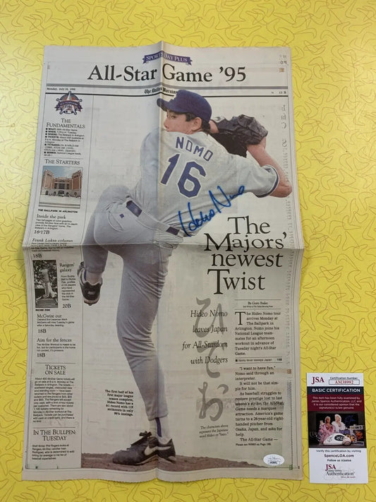 Hideo Nomo signed July 1995 Dallas Morning Newspaper All Star Game AUTO JSA