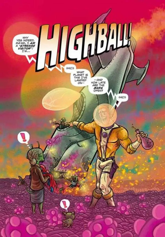 Comic book cover for Highball #1 by David Rubin featuring an orange spacesuit character