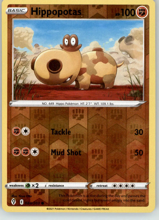 Hippopotas - Evolving Skies - 084/203 - Reverse Holo LP Pokemon - Pokémon Card Single
