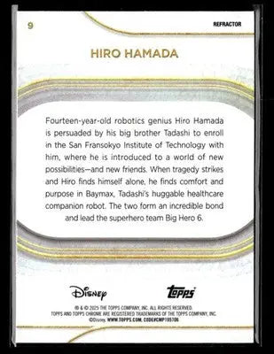 🌟 Hiro Hamada, 2025 Topps Chrome Disney Refractor #9 🌟