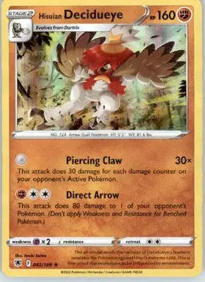 Hisuian Decidueye - SWSH10: Astral Radiance - 082/189 - Holo LP - Pokémon Card Single